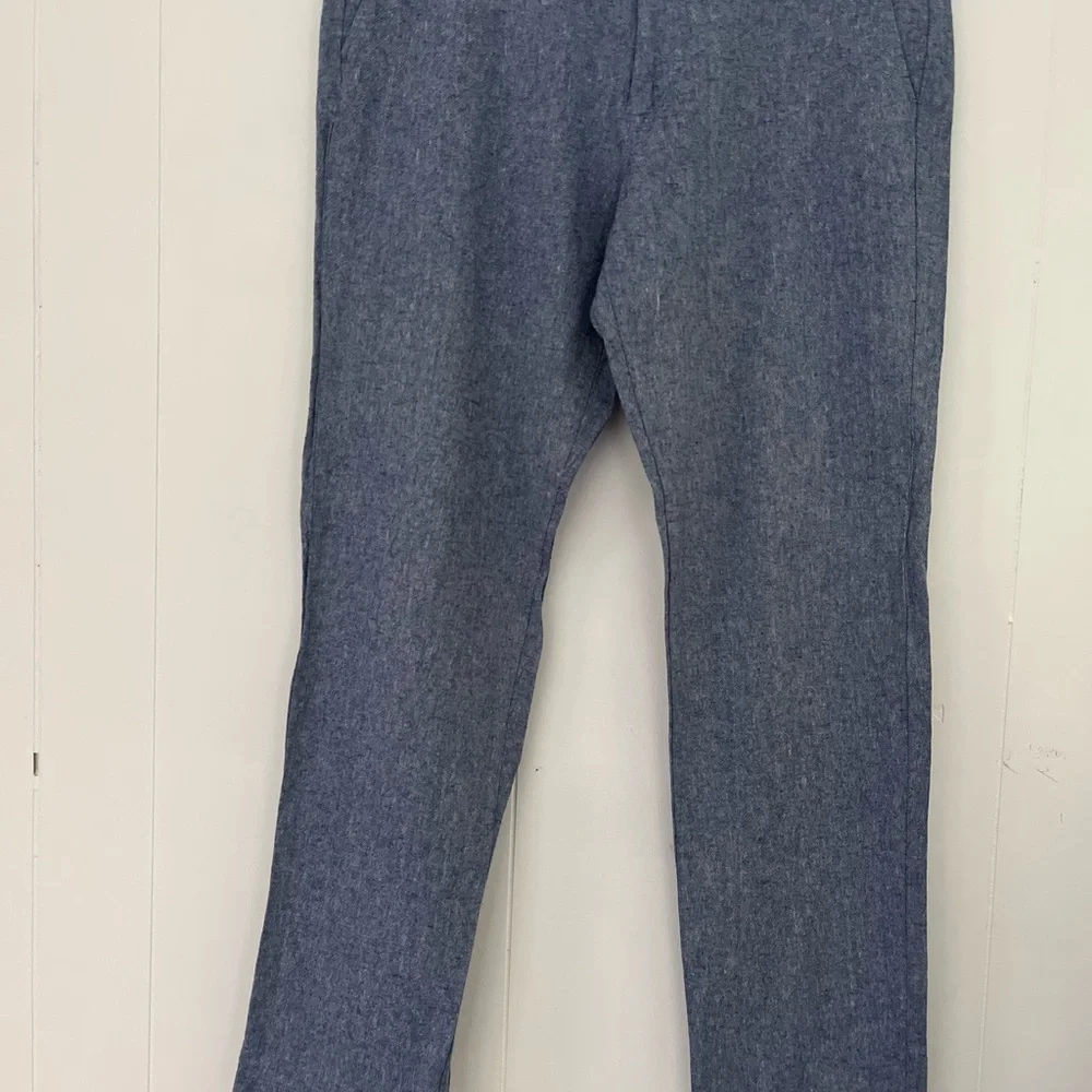 J. Crew The Sutton‎ Chambray Pants Mens 34x32 Linen Cotton Chino Straight Leg - Picture 3 of 14